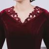 Plus Size European & American Celebrity Velvet Dress with Embroidery and Hollow Design