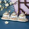 Ceramics Kitchen Spice Jar Tray Combination Salt and Pepper Shaker Oil Pot Set Ceramic Seasoning Jar Home Chinese Seasoning Tool
