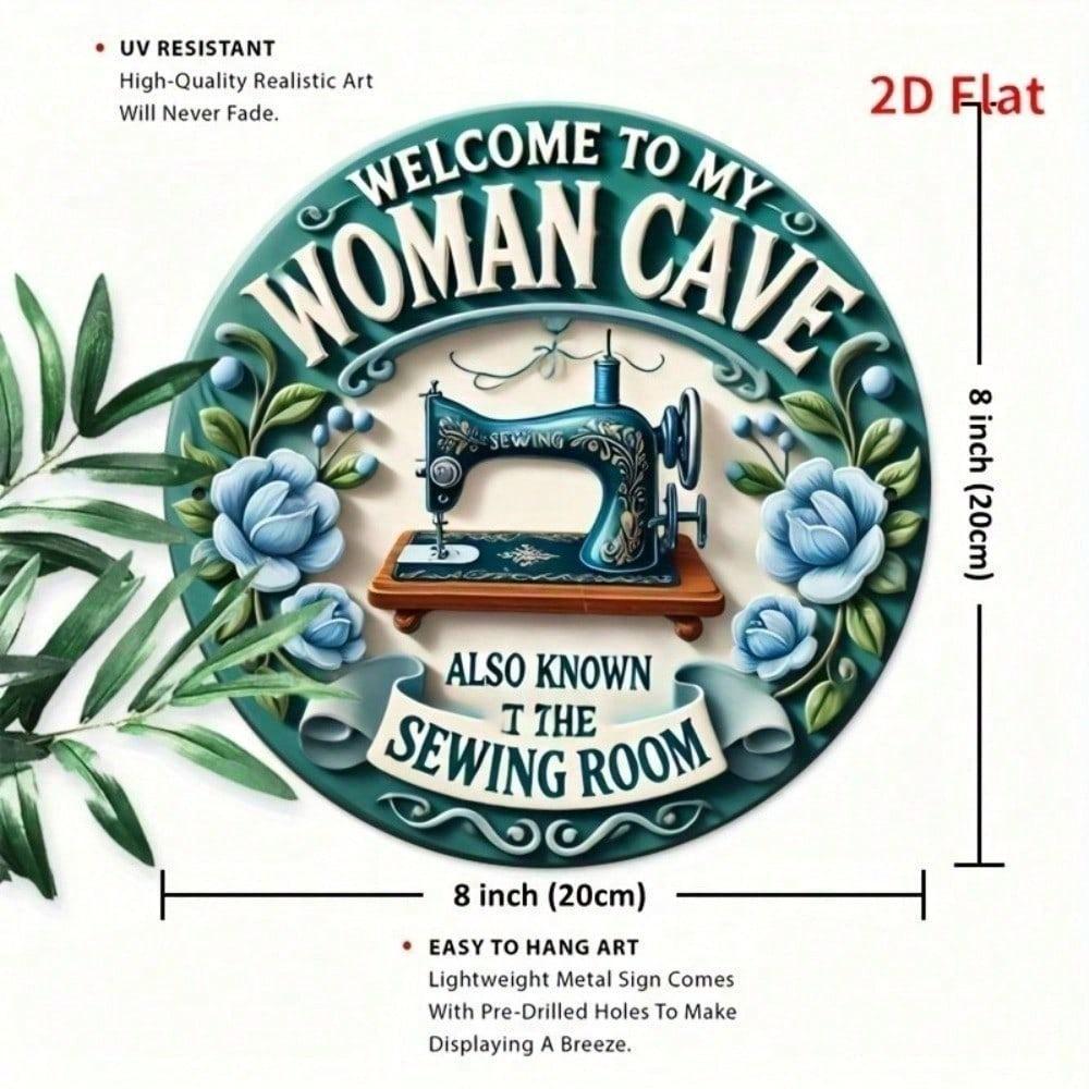 Retro Tin Sign 8x12 Inch My Happy Place Metal Wall Art Vintage Home Decor For Sewing Room Woman Cave Office Bar