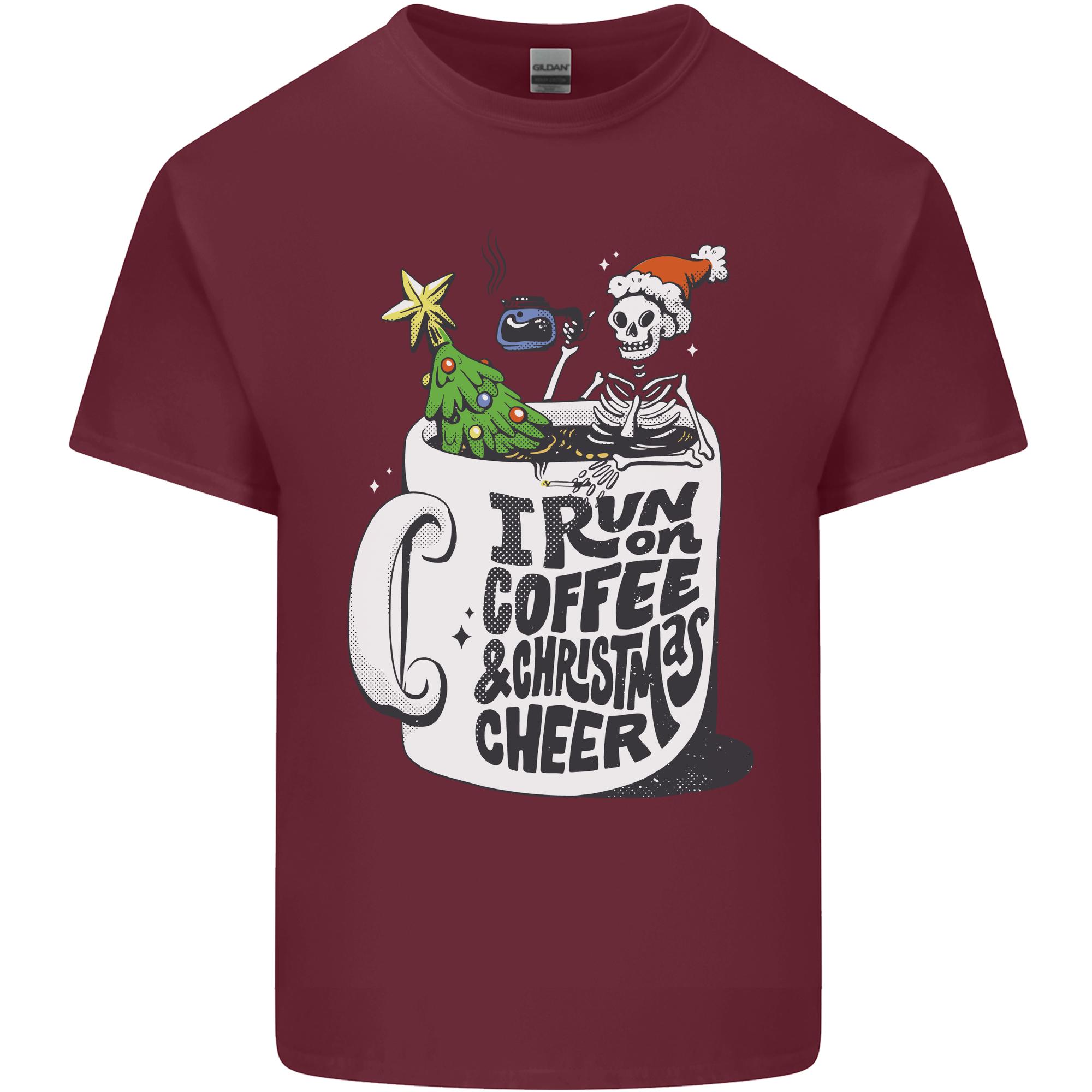I Run On Coffee and Christmas Cheer Skull Unisexs Light Cotton TShirt S
