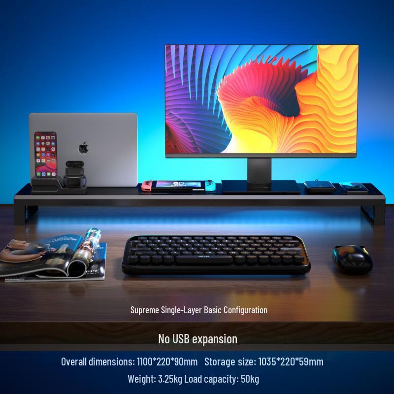 Gecko Double-Layer USB-C Monitor Riser with Expansion & Charging