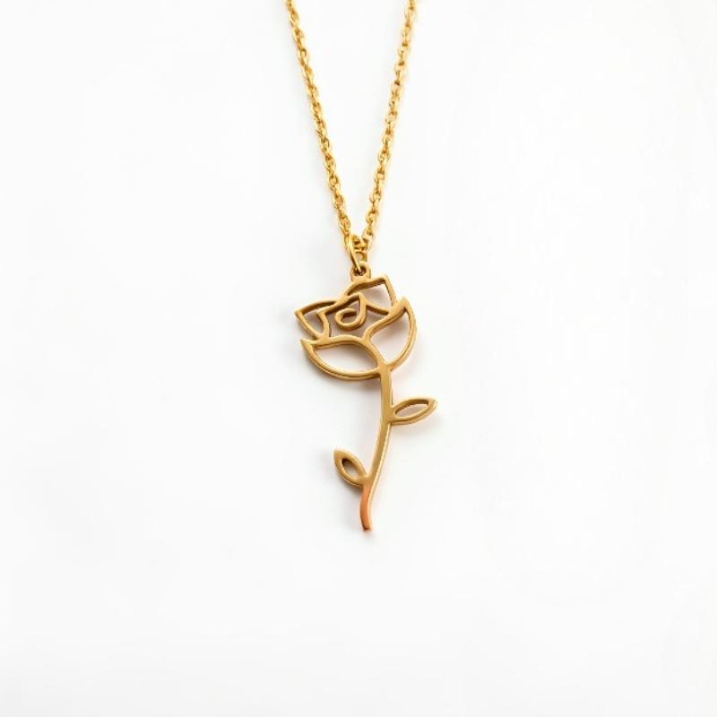 Stainless Steel Necklace Fashion Month Birth Flower Necklace for Women Fashion Rose Daisy Pendant Necklace Jewelry Gift