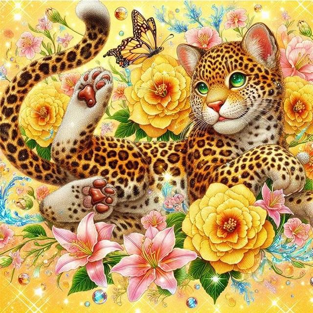 

Подсолнухи, милый маленький леопардовый детеныш, наборы для алмазной живописи, большой кот, тигр, ручная работа, сделай сам, мозаичная вышивка, декор для вышивки крестом round 30x30cm дубильная кора