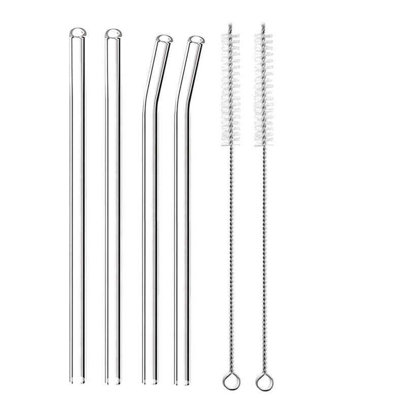 4 szt. 20 cm Szklane Słomki do Picia Wielokrotnego Użytku Kolorowe Szklane Słomki do Napojów Sok Ekologiczne Słomki Koktajlowe Barowe Naczynia do Picia