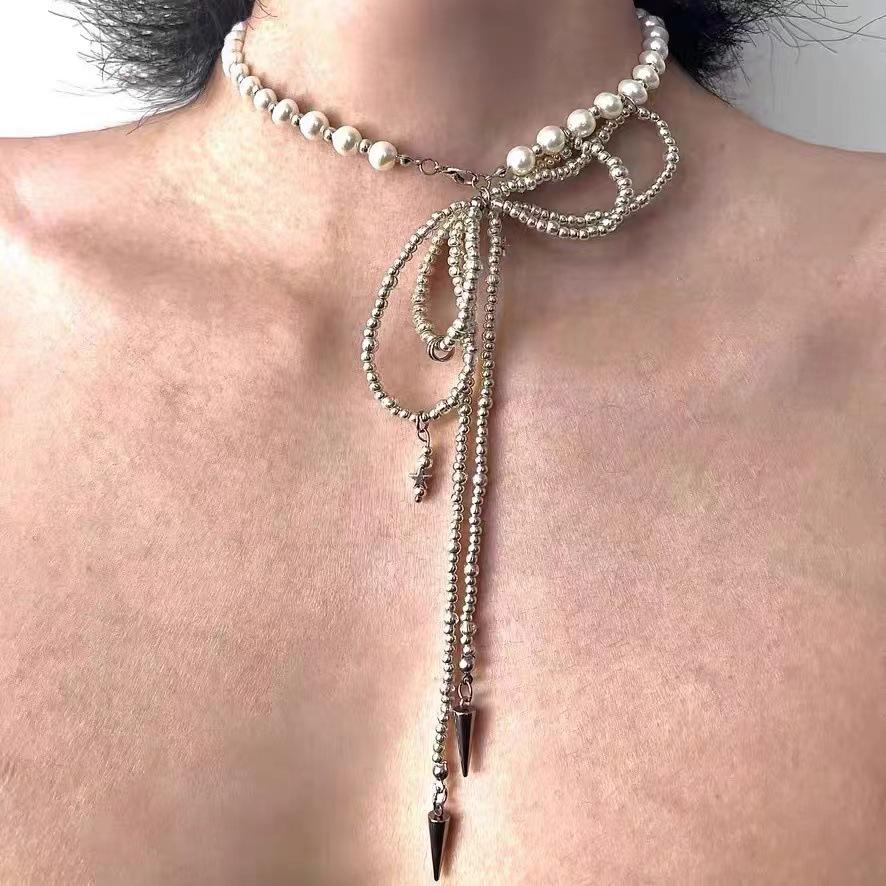 Y2K Beaded Star Necklace - Titanium Steel Punk Goth Style for Women