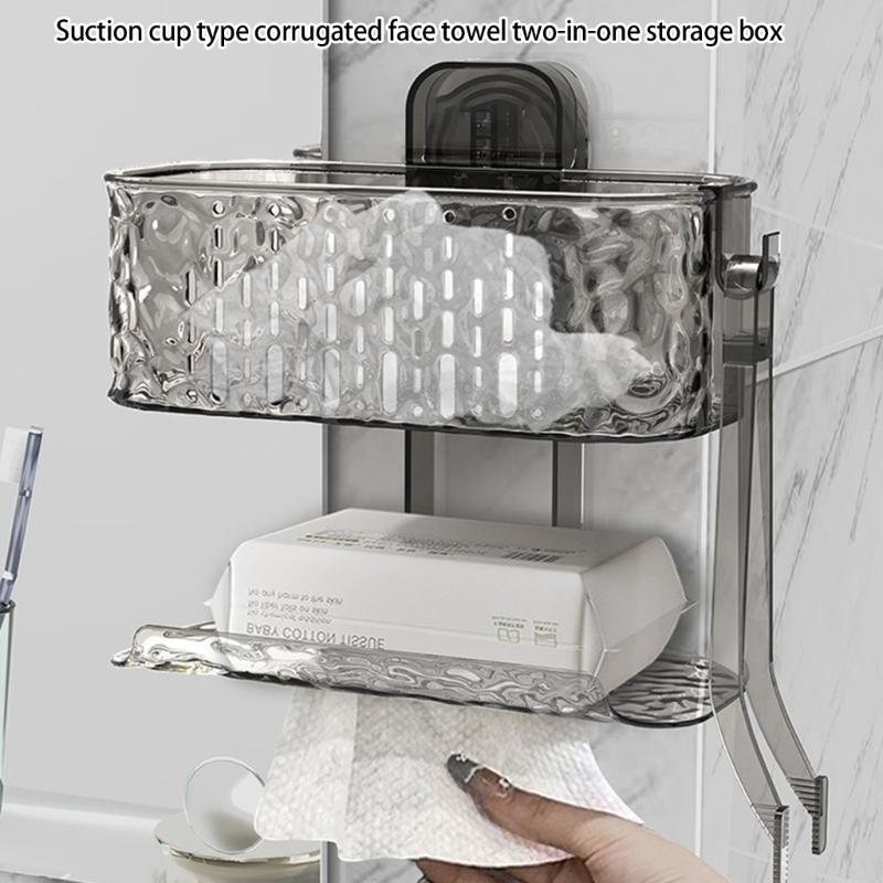 Bathroom Organizers Suction Cup Shelf With Double Layers Ventilated Storage Shelf For Shower Essential And Cosmetics