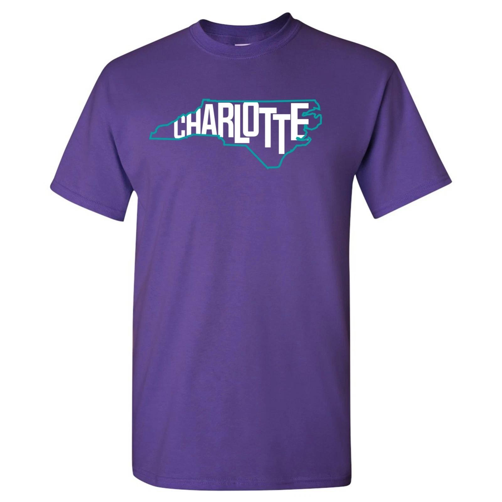 Charlotte Basketball State Outline Unisex T-Shirt - Purple 2XL