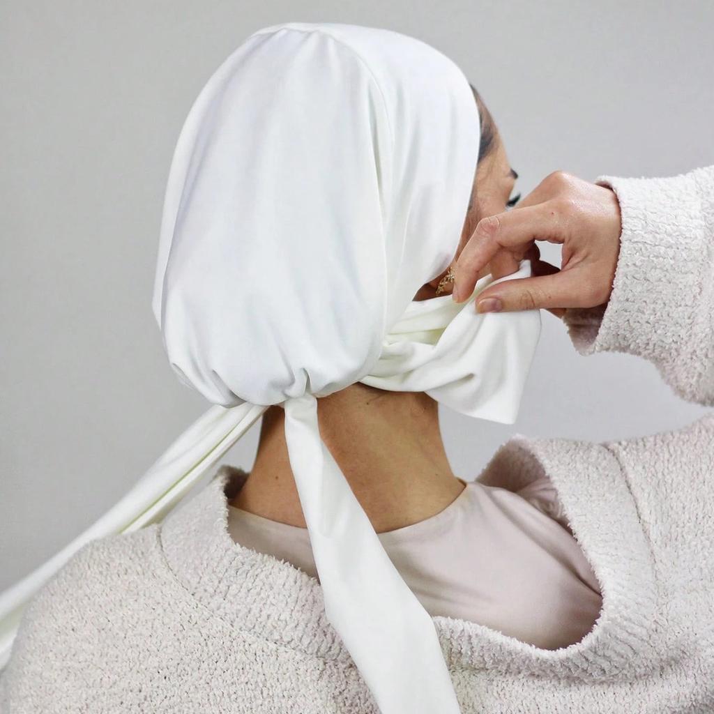 Tie Back Cotton Modal Instant Hijab For Muslim Woman Solid Undercap With Adjustable Straps Turban Tube Foulard Bandana Headband
