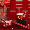 Wedding Tea Set: Red Bowls, Cups, and Chopsticks for Bride's Dowry