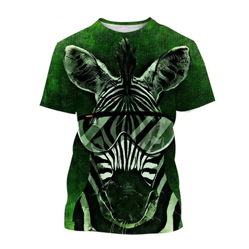 Zebra Animal 3D Printing Breathable Short Sleeve T Shirt Men's Prairie Horse Hip-Hop Style Streetwear Top Streak Zebra T-shirts