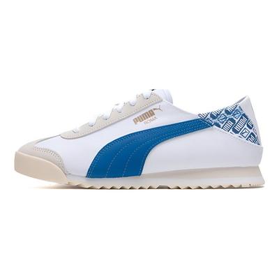 Roma Comfortable Simple Retro Synthetic Leather Durable Breathable Low-Top Casual Running Shoes Unisex Sneaker White Blue 398332-07