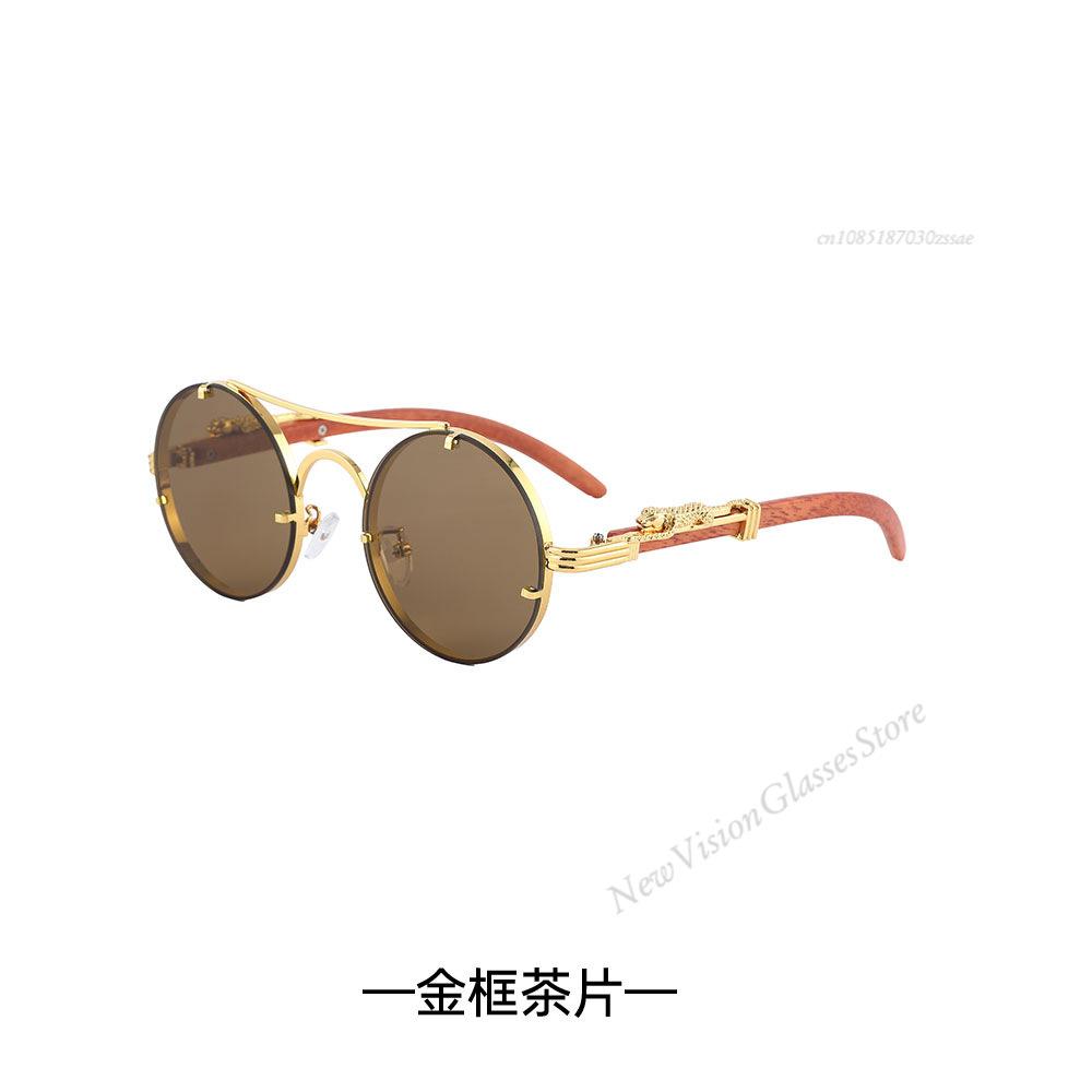 Retro Punk Round Sunglasses For Men Women Fashion Double Bridge Multi Color UV Protection Driving Travel