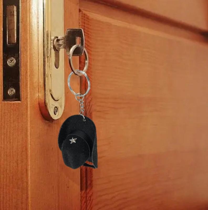 Velvety Leather Cowboy Hat Keychain Handcrafted Key Accessory for Women