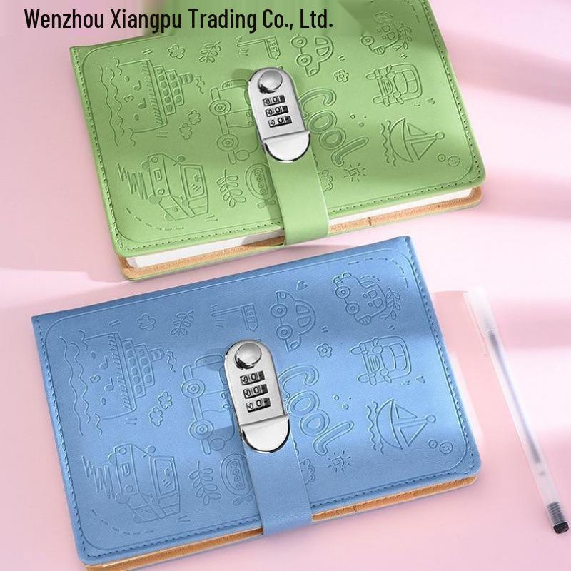 Cartoon Student Password Diary with Lock – Thick Stationery Notebook Planner