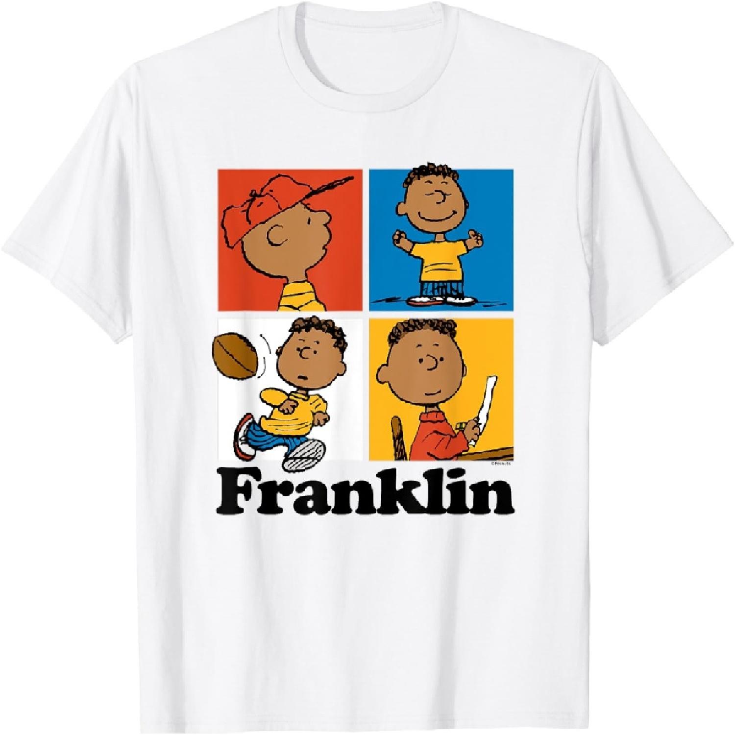 Peanuts Franklin Armstrong Grid T-Shirt, Blue, Small S белый