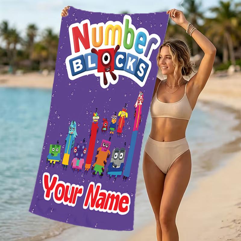 Customizable personalized beach towels Numberblocks themed designs.Suitable for the beach, yoga, sports;ideal as beach accessories
