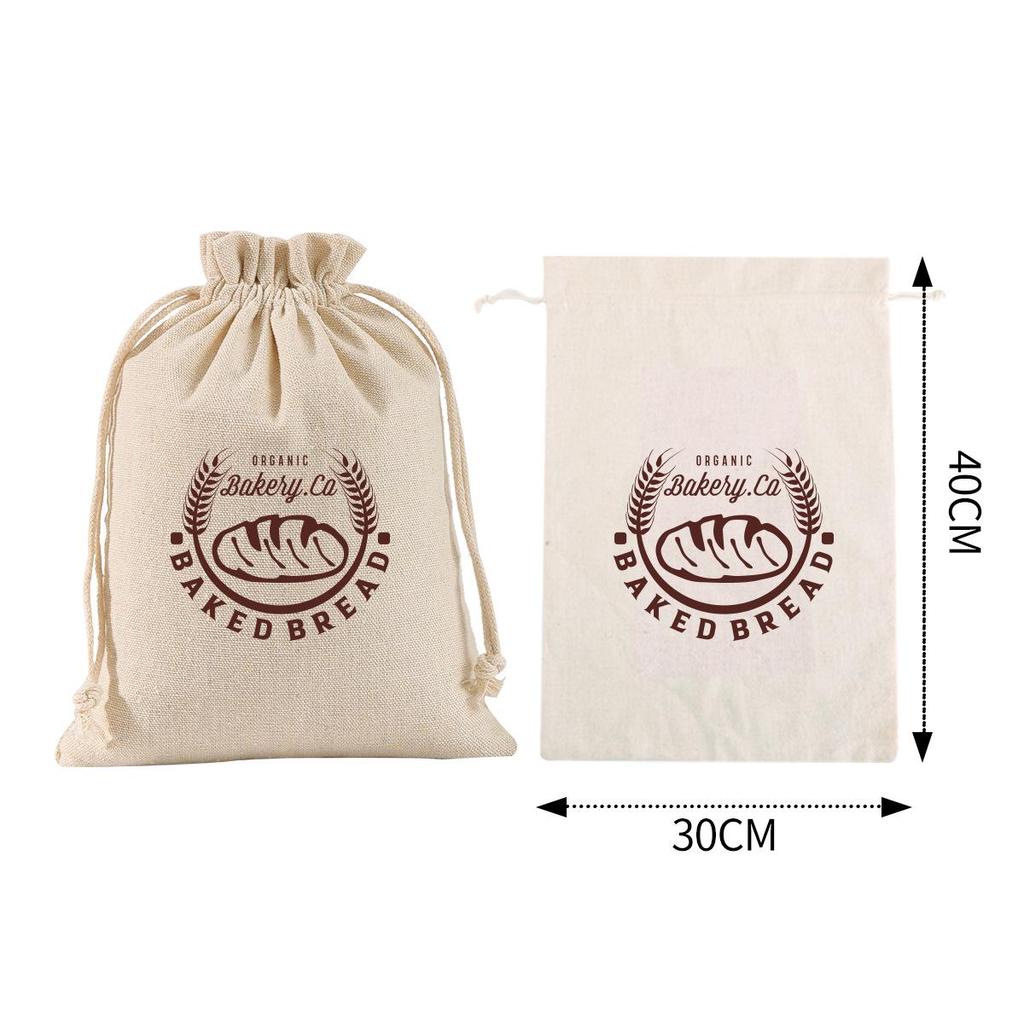 Custom Reusable Cotton Drawstring Bread and Storage Bag with Double Pull Cord