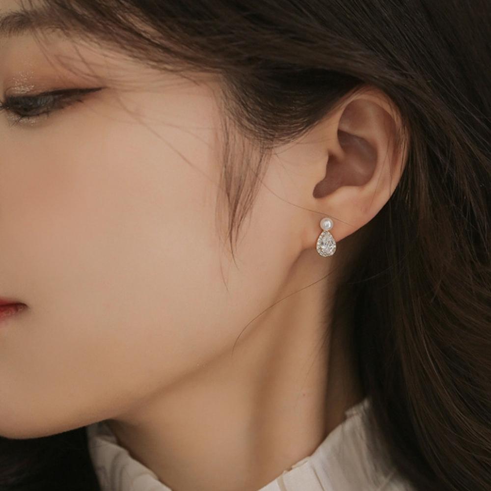 Cercei lungi S925 cu perle grupate – Haniel – Din Coreea