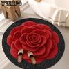 Home Living Room 3D Floor Mat Bedroom Flower Carpet Home Peony Flower Petal Circular Mat
