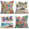 Tropische Hibiskusblüten Palmen Kissen Kissenbezug Polyester Kissenbezug Dekokissen Kissenbezug Haus Auto Sofa Dekor