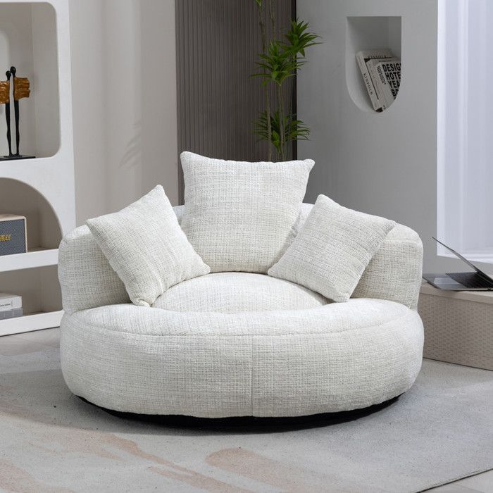 Canapé Futon - MUVOE - Inclinable - Chenille Beige - Dossier Haut - Confortable Et Durable