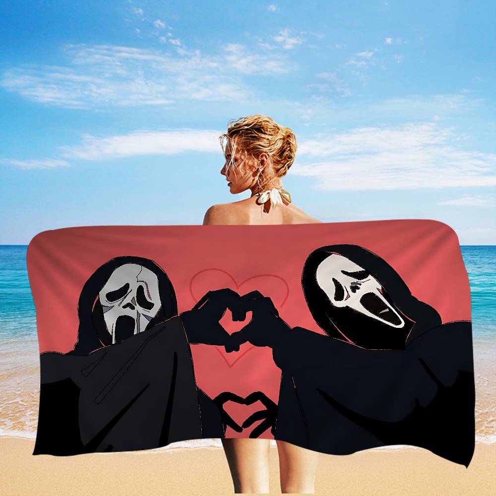 S-SCREAMS Horror Movie Microfiber Printed Beach Towel Mountain Climbing Yoga Beach Swimming Running Absorbent Soft Towel