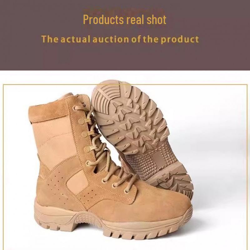 

Мужские коричневые тактические походные ботинки из коровьей замши с молнией - теплая боевая обувь 42