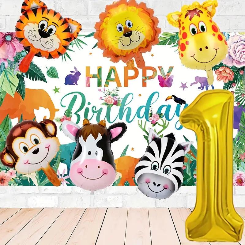 32" Jungle Animals Balloon Set: Tiger, Lion & Zebra Foil Balloons for Kids' Birthday Parties