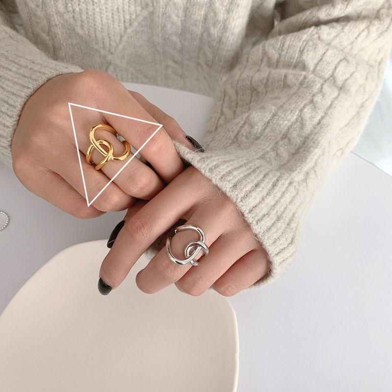 PANJBJ 925 Sterling Silver Unique Lines Ring for Women Jewelry Finger Adjustable Open Vintage For Party Birthday Gift Dropship
