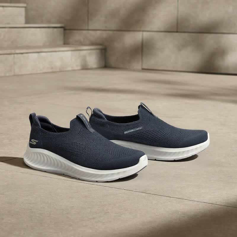 Мужские спортивные повседневные слипоны Skechers 216870 из сетки 43.5 тёмно-синий