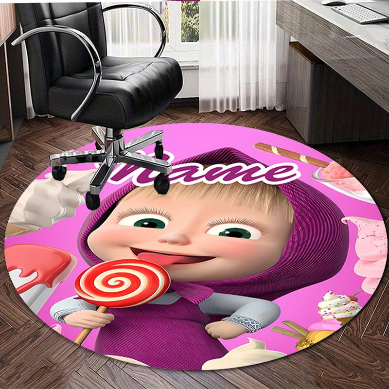 Personalized M-Masha and the Bear Round Chair Office Rug - Perfect for Mat, Office Chair & More - Ideal Gift for Birthdays and Holidays