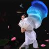 Dancing Fan Extended Floating Head Gradient Color Dance Fans Portable Belly Dance Fan Dance Performance Wedding Long Fans
