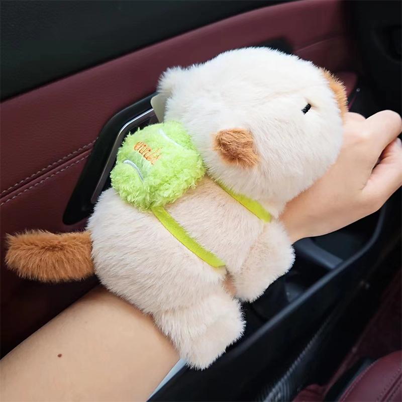 

Милый забавный капибара плюшевый хлопающий круг кольцо на руку для женщин девочек мультфильм милый капибара браслет детские подарки бежевый