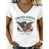 Women's T Shirt Print Graphic Flag Vintage Stylish Classic Short Sleeve V Neck Regular Tops Summer Spring