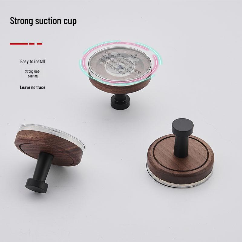 Walnut Door Bathroom Hook: Strong Suction Cup, No-Drill Wall-Mount Clothes Hanger