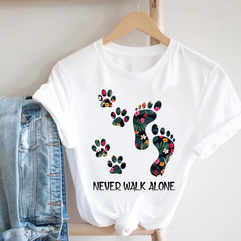 90s Animal Tee Top T-shirt Cat Flower Fashion Clothes Women Summer Print Lady Female Clothing Short Sleeve T Casual Cartoon Graphic T-shirt
