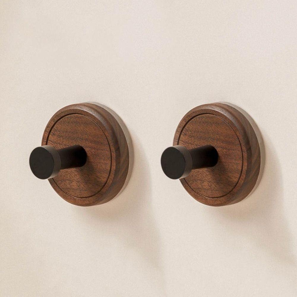 2pcs No Drilling Suction Cup Wood Hook Clothes Towel Holder Bathroom Accessories Storage