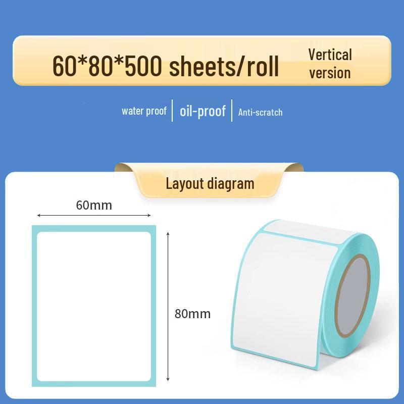 Double Row Thermal Paper Self-Adhesive Labels for QR Code & Barcode Printing, Water/Oil/Heat-Resistant, Free Shipping