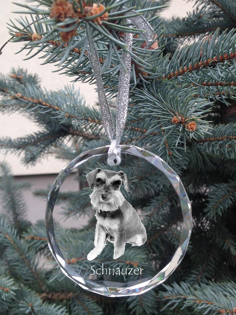 Schnauzer - crystal bauble with a photo, dog photo in crystal, personalized Christmas tree ornament by Art-Dog brand