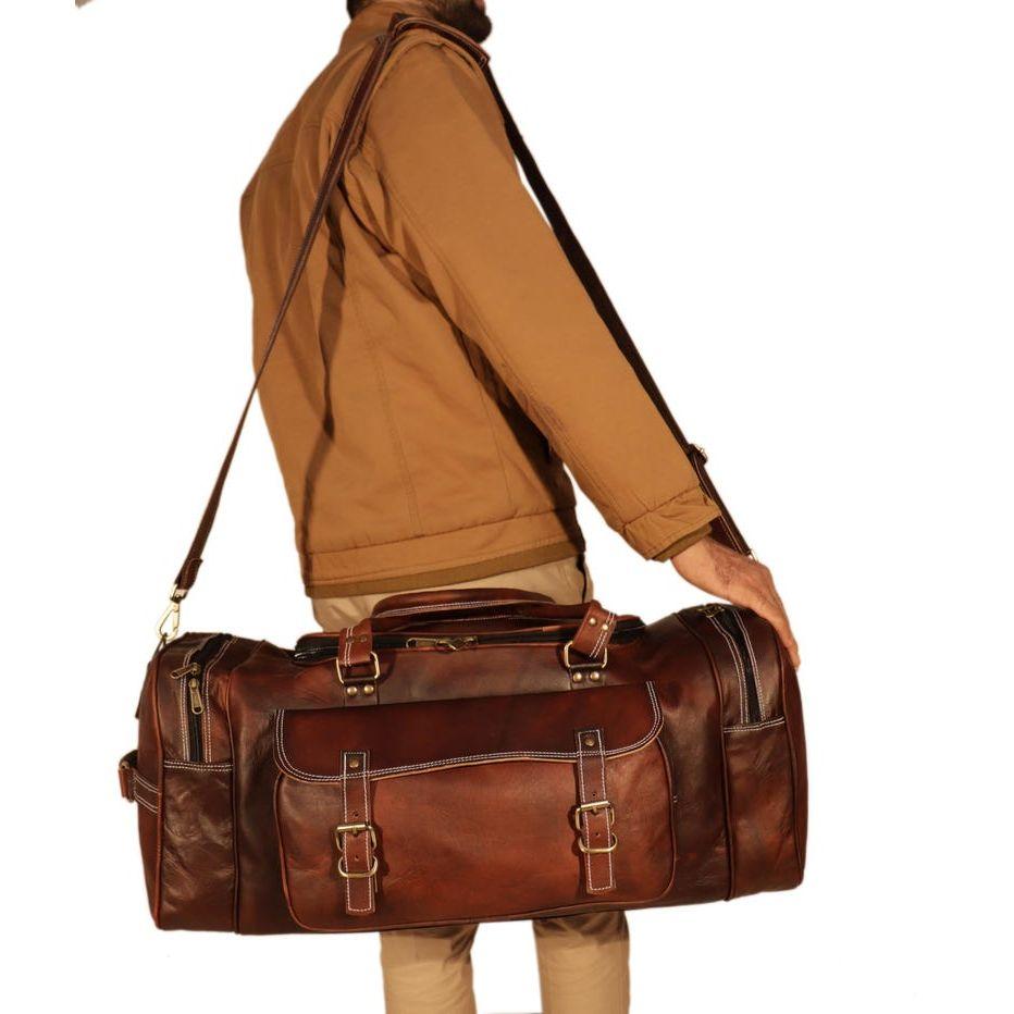

Винтажная кожаная сумка-саквояж | Классический даффл для него или для нее | Дорожный багаж ручной работы 24 x 11 x 9 in