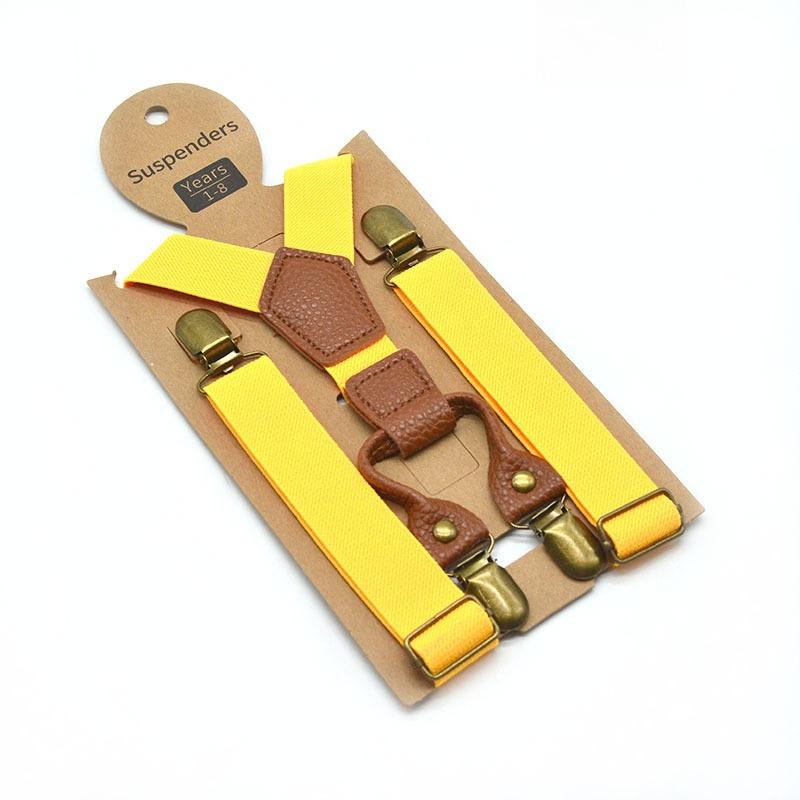 

Elastic Kids Suspenders Black Fashion Children Boys Braces Girls Adjustable Suspenders Baby Wedding Ties Accessories жовтий