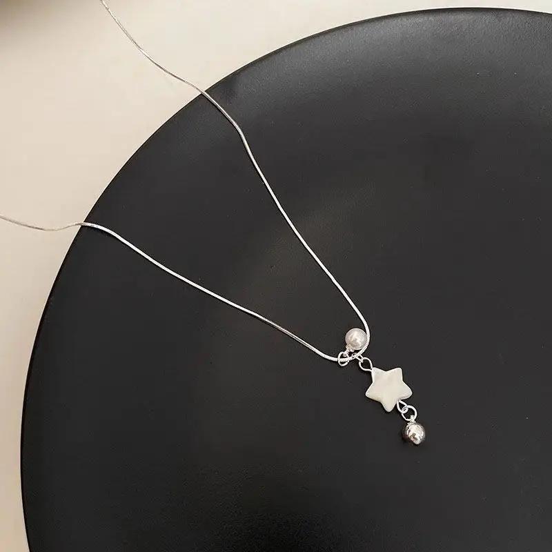French Summer Shell Star Pearl Pendant Necklace For Women Fashionable Personalized Daily Accessory Party Jewelry Birthday Gifts