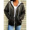 Zipper Splicing Fashion Loose Women's Casual Flower Print Hoodie Fashion Spring And Summer