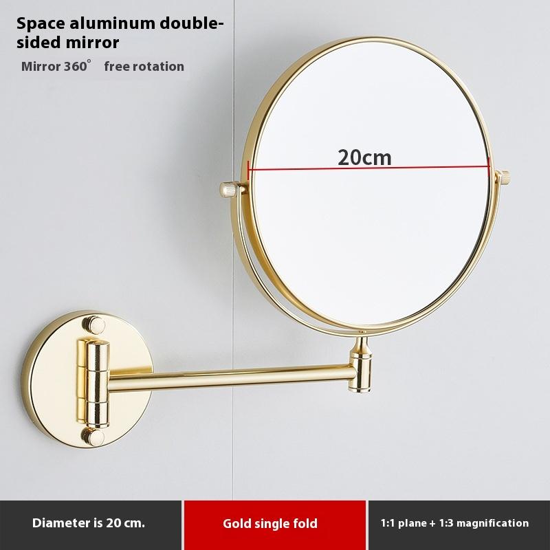 Black Gold Telescopic Mirror Bathroom Cosmetic Folding Beauty Wall Hanging Double-sided Mirror Bathroom