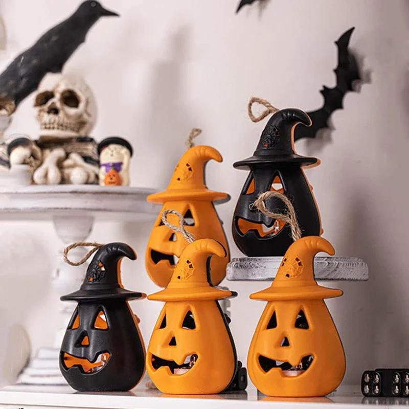 Side Pumpkin Skull Night Light Lamp Double Changing LED Night Light Room Decor Table Desk Lamps Halloween Gifts for Kids Boys