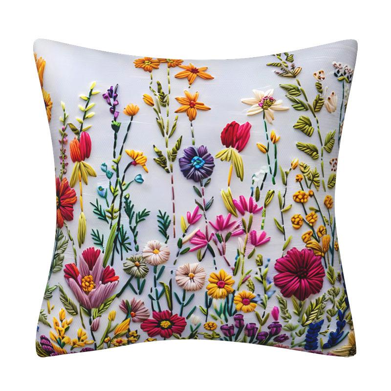 Velvet Throw Pillow Covers Floral Orange Red Botanical Pillowcases for Living Room Bedroom Sofa Bed Decoration Cushion Cover