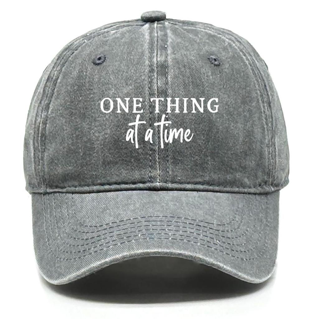 ONE THING at a time" Print Snapback Sun Hat, Trucker Hat Cozy Sunshade Solid Color Solid Adjustable Baseball Hat