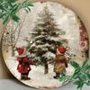 Vintage Metal Tin Sign 8x8 Inch Rustic Christmas Tree Snow Scene Wall Decor For Indoor Outdoor Home Farmhouse Holiday Patio