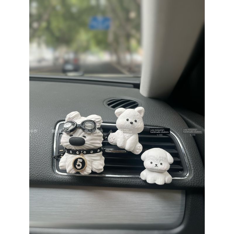 Car Air Conditioner Vent Fragrance Perfume Decoration Clip for Girls, New Car Gift, Cute Little Dog Aroma Diffuser Stone