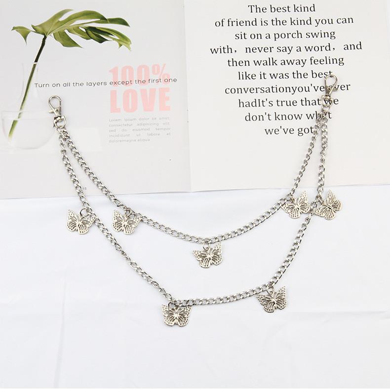 Punk Butterfly Chain Belt For Women Men Pu Leather Hip Hop Jewelry Accessories Butterfly Chain